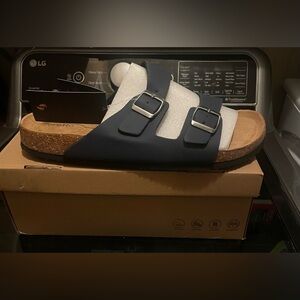 Navy and White Sandals with Buckles NWT